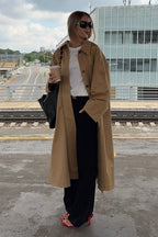 Minimalist Extra-Long Cotton Single-Breasted Lapel Overcoat image 4