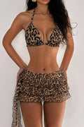 Leopard Ruffle Skirt Three Piece Swim Set image 1