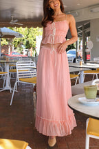 Elegant Satin Bow Cami Top Pleated Skirt Skirt Sets image 6