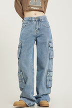 Vintage Washed Wide Leg Cargo Jeans image 5