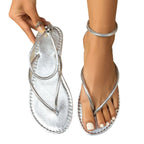 Ines Toe-Loop Sandals detail view styled for Avrienne