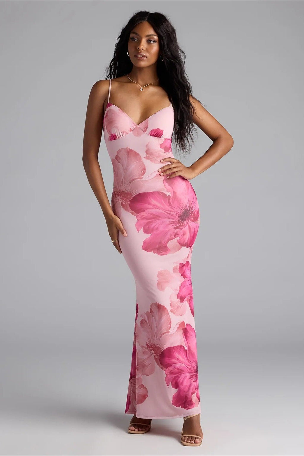 Cami Floral Print Bodycon Maxi Dress image 2