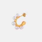 Vera Pearl Earrings detail view styled for Avrienne