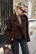 Brown Wool Blend Double Breasted Jacket image 3