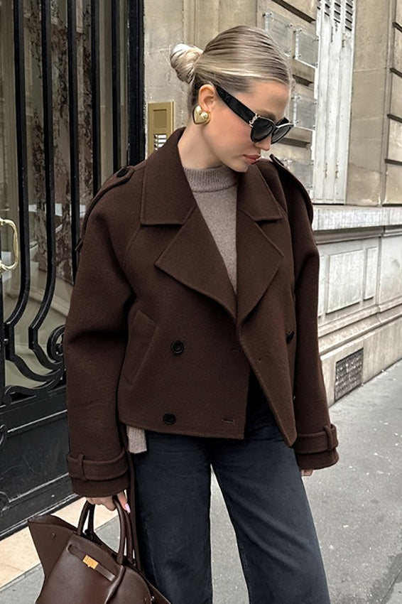 Brown Wool Blend Double Breasted Jacket image 3
