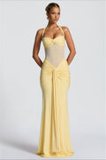 Sheer Mesh Sash Bodycon Maxi Dress image 1