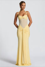 Sheer Mesh Sash Bodycon Maxi Dress image 1