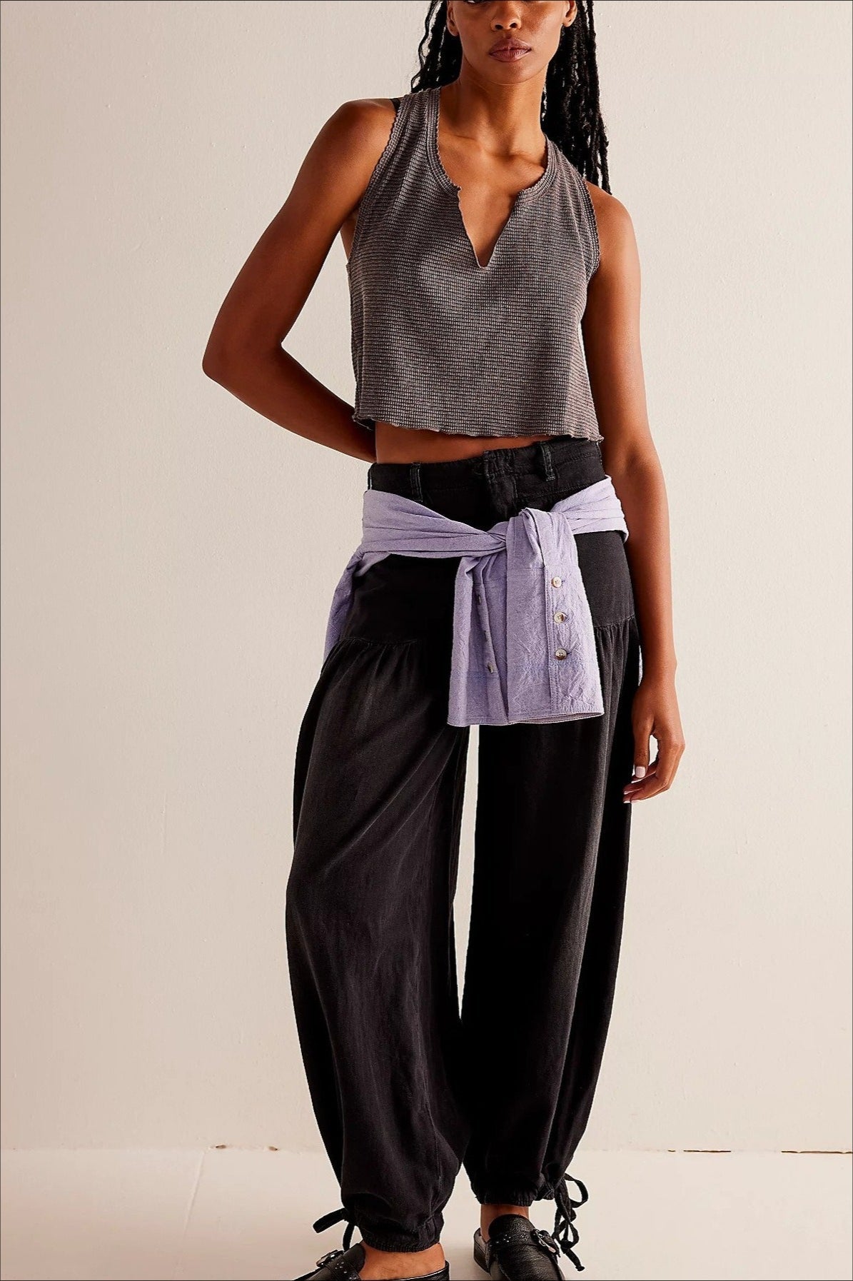 Ruched Mid Rise Wide Leg Jeans image 12