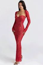 Sexy Lace Sheer Shawl Bandeau Maxi Dress image 5