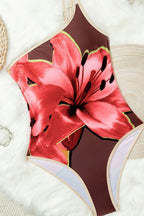 One Shoulder Floral Print Cami Backless One Piece Swimwear image 3