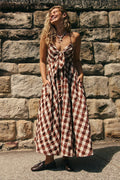 Chic Plaid Buttoned Halter Midi Dress image 1