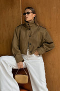 Pleated Collar Long Sleeve Jacket image 1