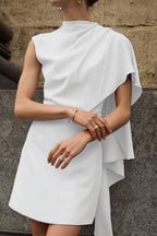 Simple Irregular Sleeveless Waist Mini Dress image 3
