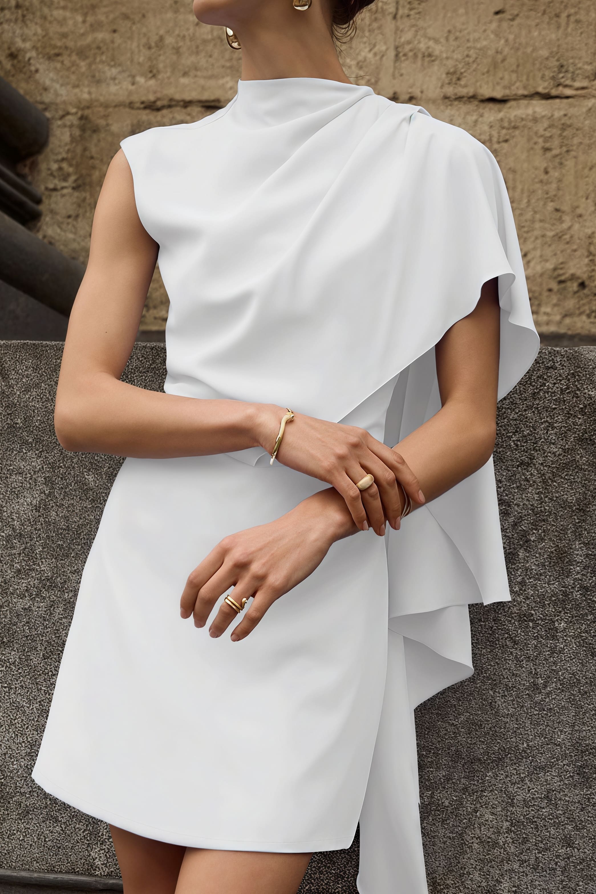 Simple Irregular Sleeveless Waist Mini Dress image 3