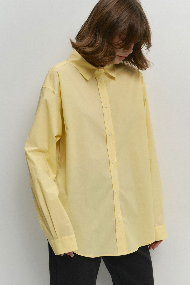 Cotton Yellow Button Down Loose Commuter Blouse image 3