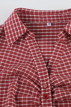 Preppy Plaid Button Down Collar Slim Blouse image 5