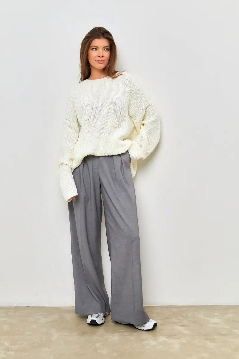 Solid Knit Crewneck Pullover Sweater image 12