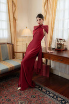 Satin Mermaid Slim Fit Elegant One Shoulder Solid Color Prom Dress image 9