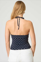 Sexy Polka Dot Plaid Slim Halter Top image 4