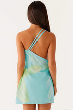 Sexy Printed Cowl Neck One Shoulder Mini Dress image 6