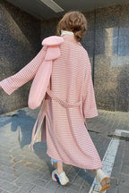 Houndstooth Long Trench Coat Chic Elegant Overcoat image 7