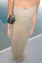Sequin Sparkling Cami Dress with Slit Party Dress image 4