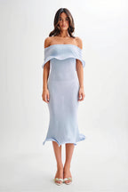 Ruffle Off Shoulder Knit Midi Dress image 1