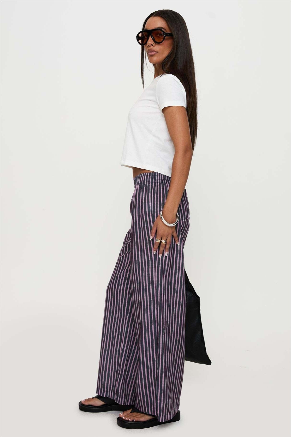 Colorblock Striped Wide-Leg Relaxed Pants image 13