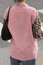 Stripe Leopard Patchwork Long Sleeve Casual Blouse image 3