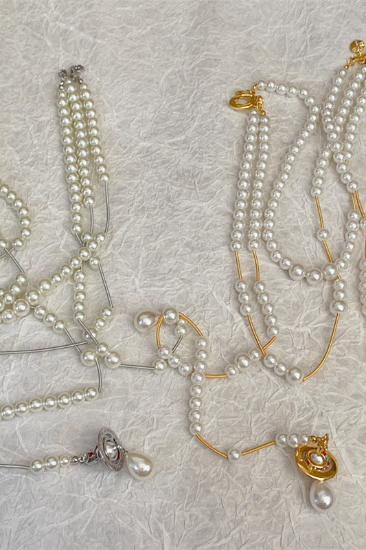 Broken Pearl Three Layer Tassel Saturn NeckLace image 5
