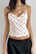 Colorful Polka Dot Halter Slim Fit Crop Top image 1