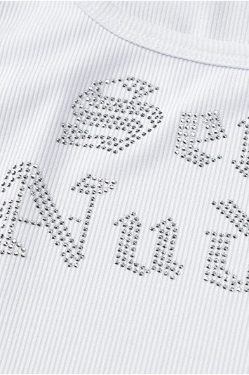 Letter Rhinestone U Neck Tank Top image 5