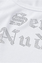 Letter Rhinestone U Neck Tank Top image 5