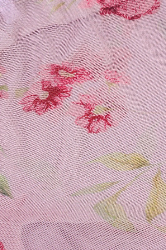 Sexy V Neck Mesh Floral Print Irregular Ruffle Halter Top image 7