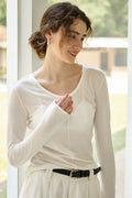 Tencel Wool Blend Round Neck Knit Top image 2