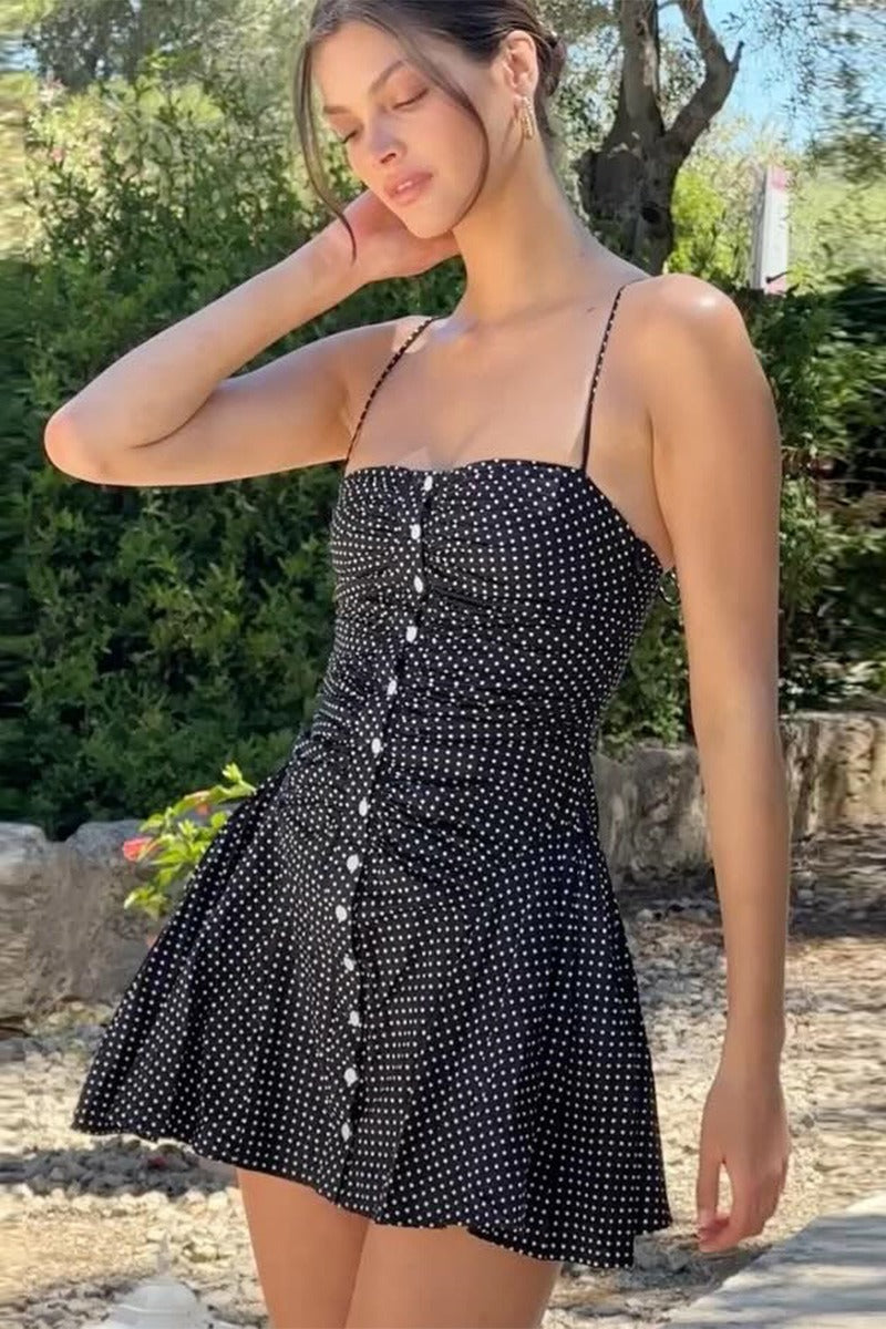 Ruched Backless Halter Polka Dot Mini Dress image 3