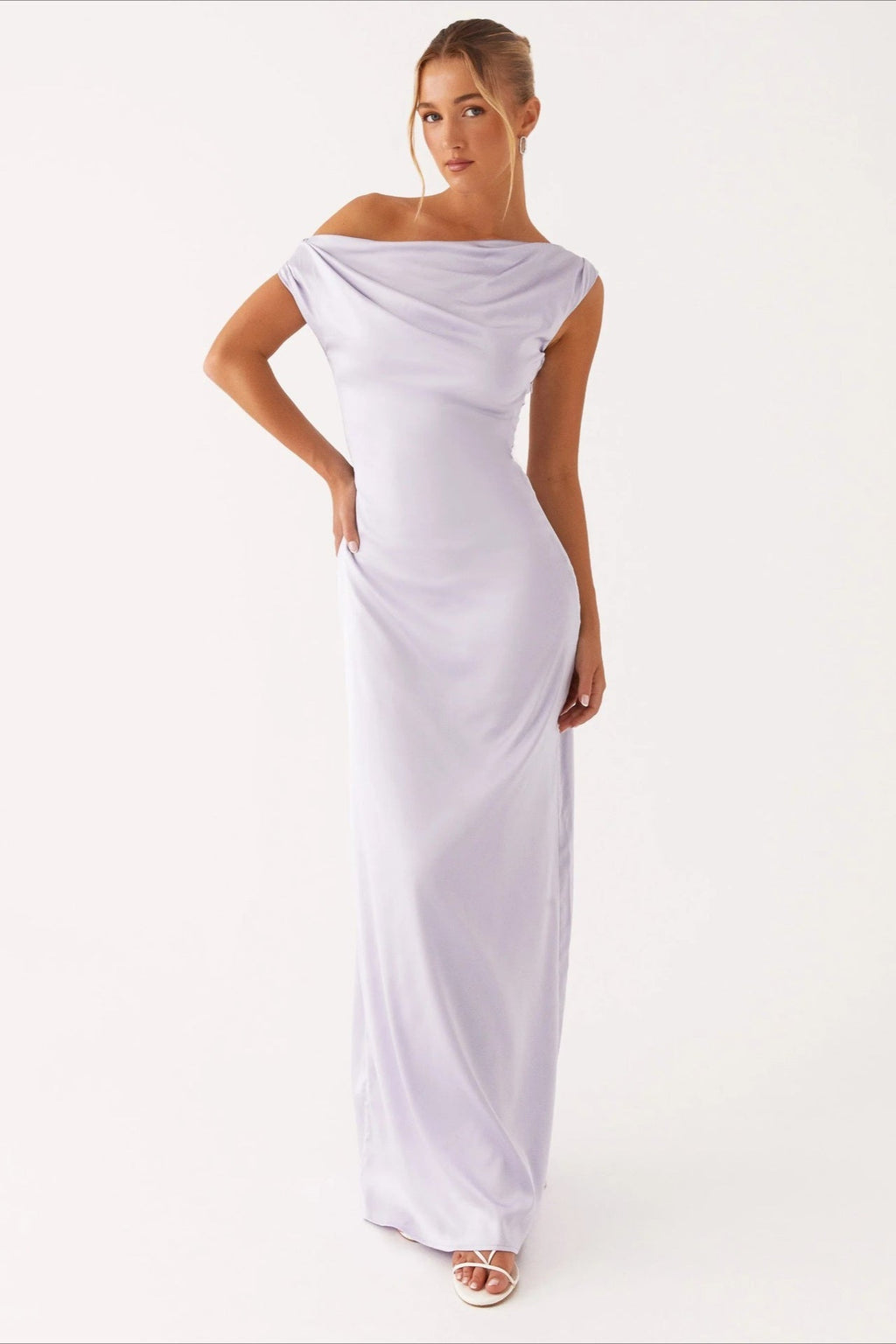 Solid Asymmetric Neckline Formal Dress image 16