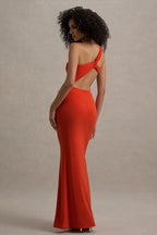 One Shoulder Ruched Backless Bodycon Maxi Dress image 5