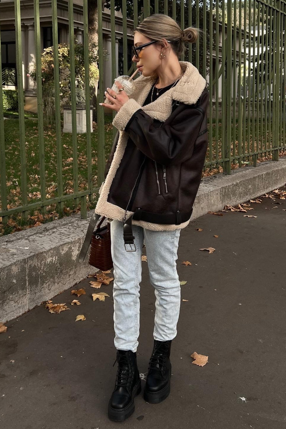 Multi-Zip Faux Shearling Longline Jacket image 7