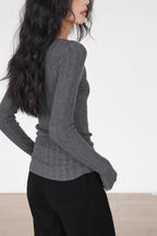 Semi-Sheer Unique Fitted Knit Top image 5