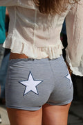 Streetwear Star Print High Waist Striped Shorts image 1
