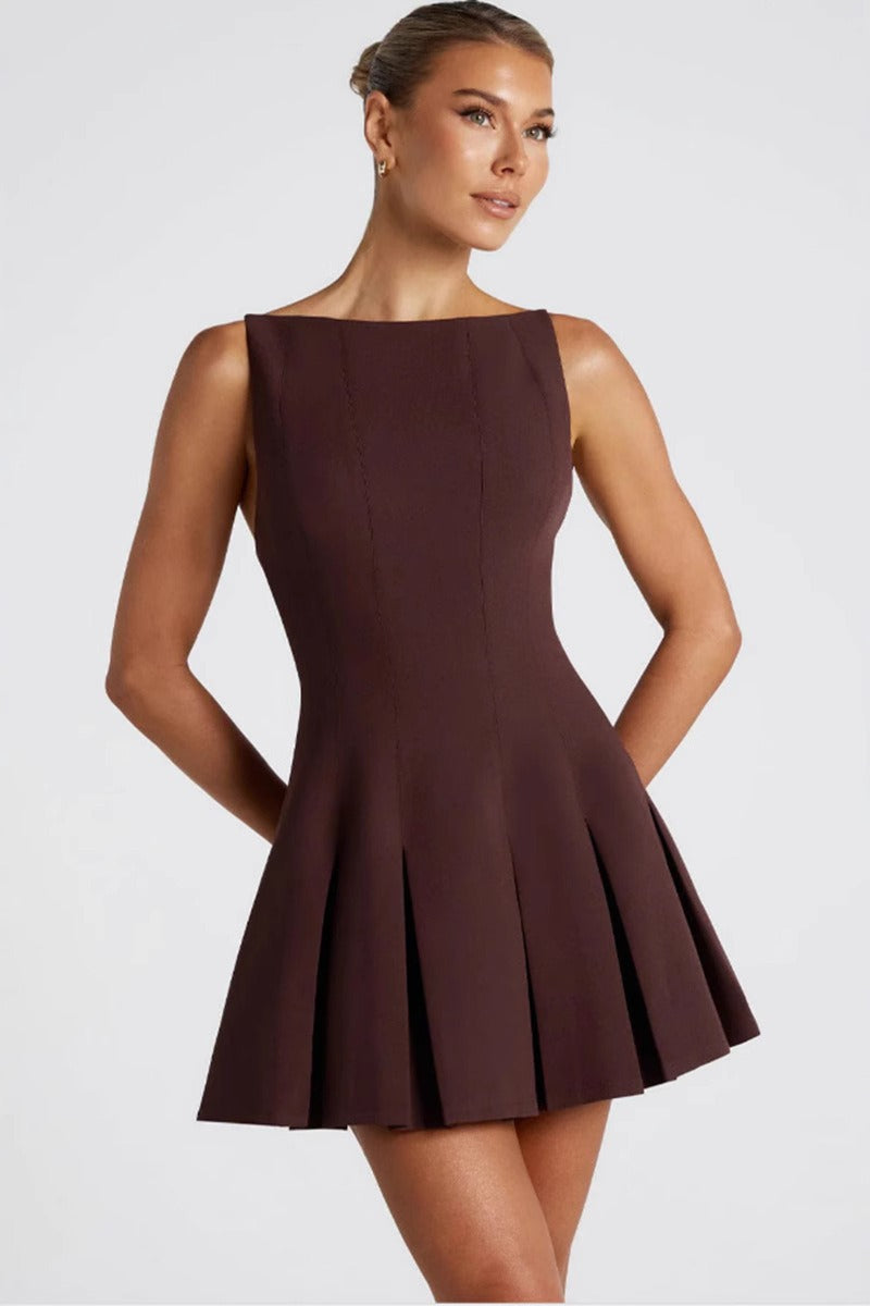 Solid Color Wide Hem Sleeveless Cocktail Dress image 1
