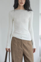 Semi-Sheer Unique Fitted Knit Top image 7