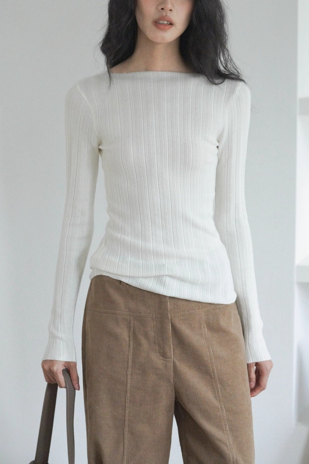 Semi-Sheer Unique Fitted Knit Top image 7
