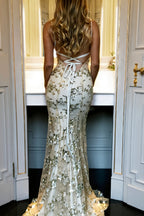 Slim Backless Floral Sequin Maxi Dress image 7
