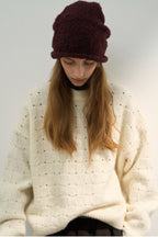 Loose Fit Crew Neck Wool Blend Knit Sweater image 2