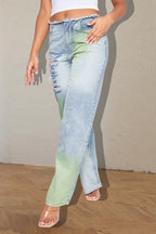 Ripped Color Block Ink Splash Distressed Jeans image 5