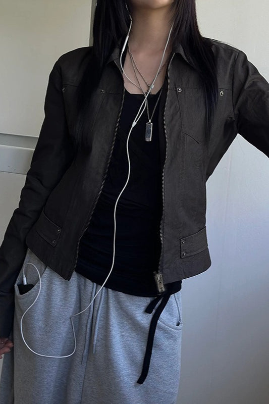 Zip Up Solid Color Utility Jacket image 13
