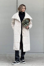 Long Stand Collar Relaxed Quilted Puffer Jacket image 13