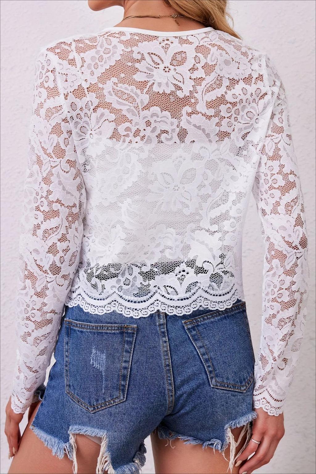 Lace See-Through Long Sleeve Cardigan image 6